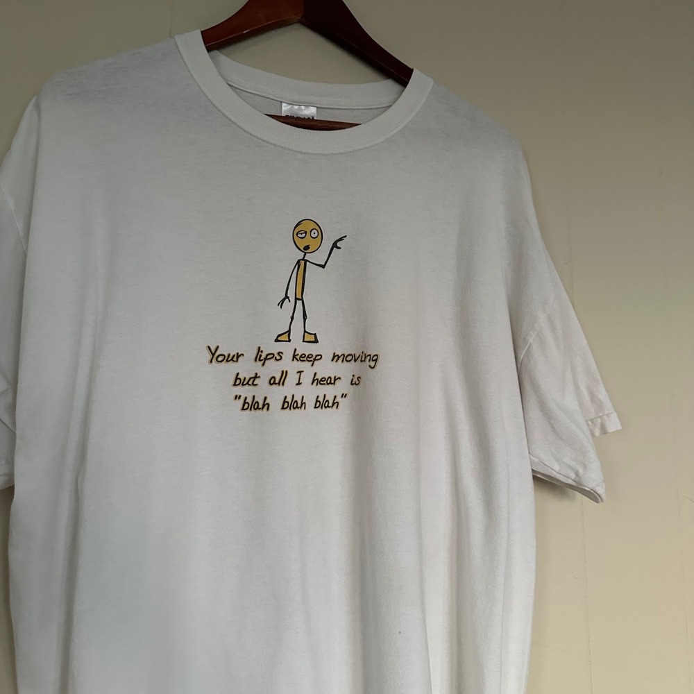 Vintage 2000s Graphic T Shirt Size XL White Blah Blah Blah Funny